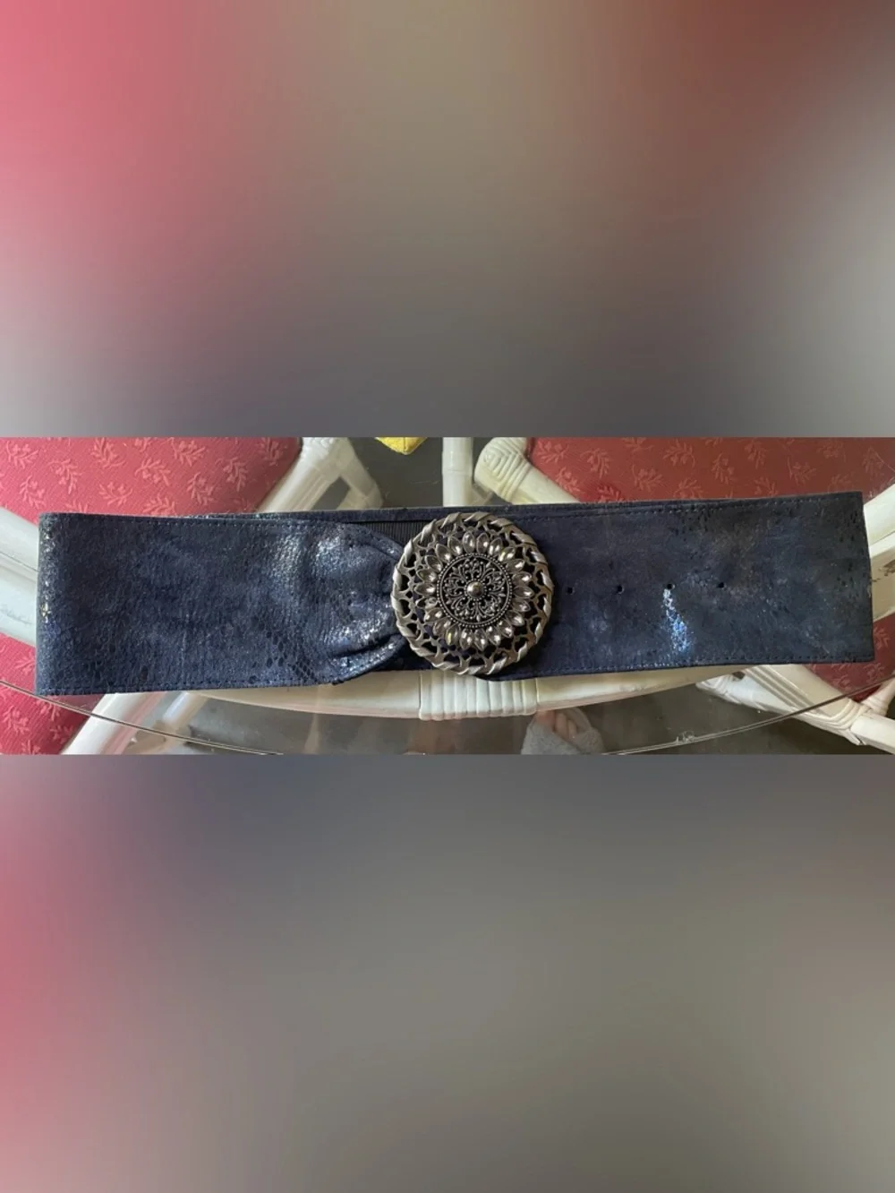 Chicos Navy Leather Belt - Picture 4 of 6